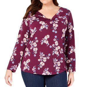 Style & Co 1X Garden Purple Twist Top NWT 1A68